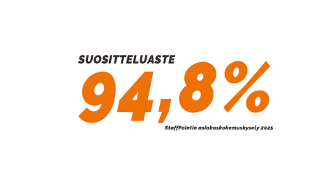 StaffPointin asiakaskokemuskyselyssä suositteluennätys jo kolmatta vuotta putkeen.